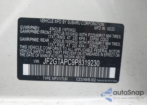 2023 Subaru Crosstrek Premium from USA, damaged, VIN JF2GTAPC9P8319230